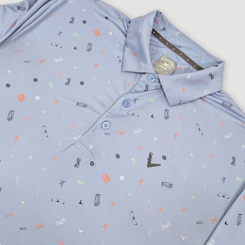 Callaway Opti-Dri Allover Print Essentials Print Golf Polo Mens Large Tall Blue